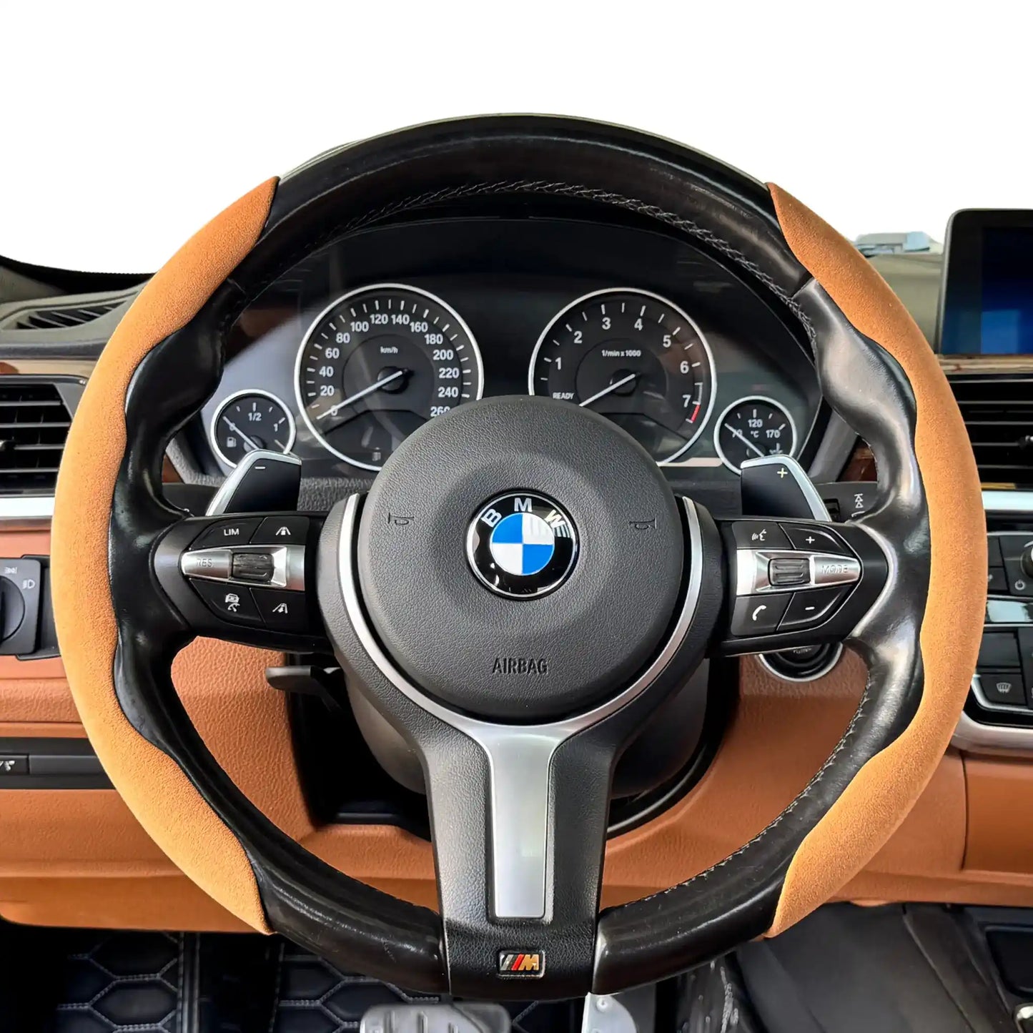 Couvre Volant Minimaliste en Alcantara - Grip Vero - Marron Arancio