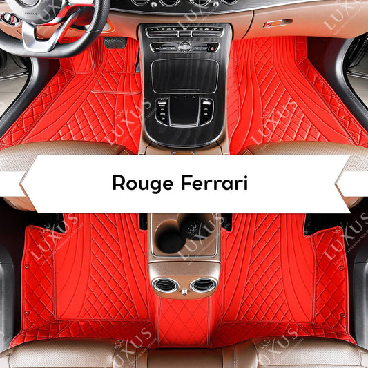 Tapis de Sol Premium Sur Mesure en 3D | Motif Hybride | Rouge Ferrari