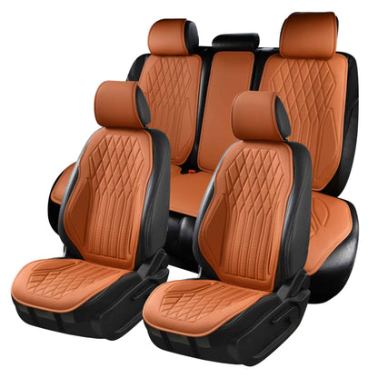 Luxus SeatSkin™ Housses de Siège en Similicuir à Motif Losanges | Marron Caramel