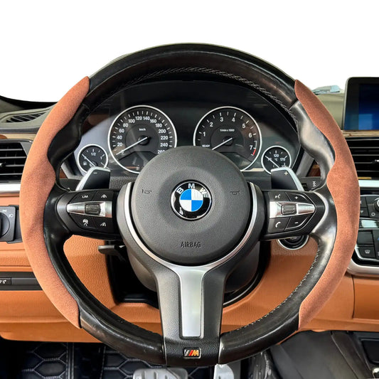Couvre Volant Minimaliste en Alcantara - Grip Sport - Marron Chocolat