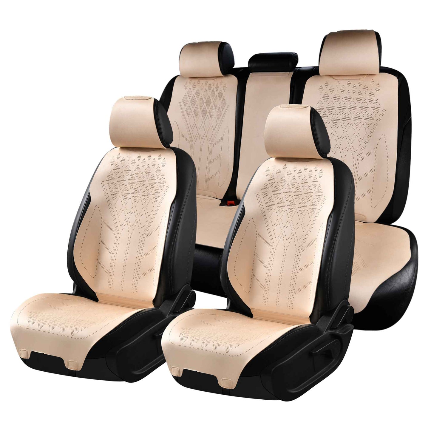 Luxus SeatSkin™ Housses de Siège sur Mesure en Suédine – Motif Losange Beige Crème