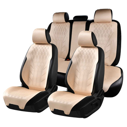 Luxus SeatSkin™ Housses de Siège sur Mesure en Suédine – Motif Losange Beige Crème