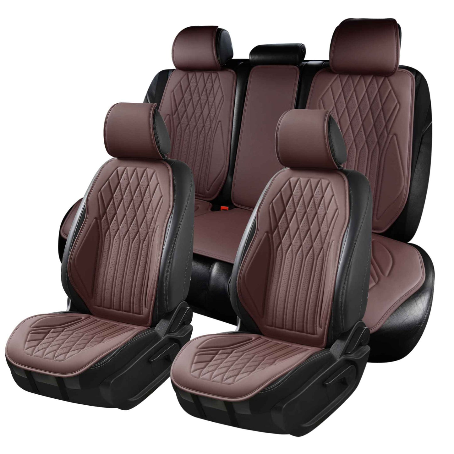 Luxus SeatSkin™ Housses de Siège en Similicuir à Motif Losanges | Marron Chocolat