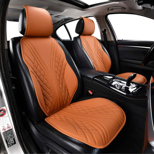 Luxus SeatSkin™ Housses de Siège en Similicuir à Motif Hybride | Marron Caramel