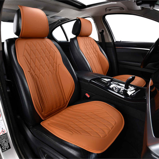 Luxus SeatSkin™ Housses de Siège en Similicuir à Motif Losanges | Marron Caramel