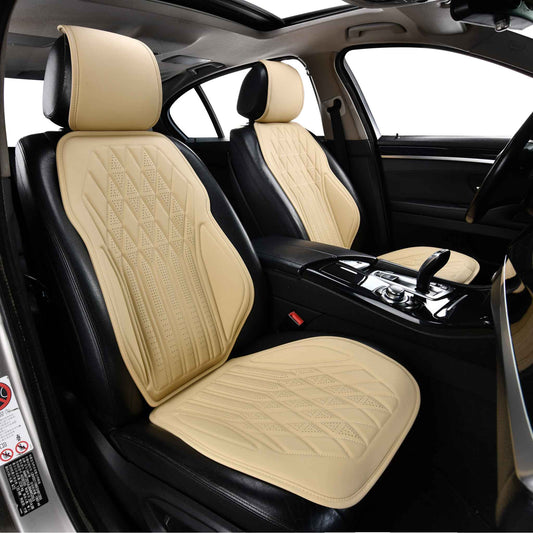 Luxus SeatSkin™ Housses de Siège en Similicuir à Motif Losanges | Beige Crème