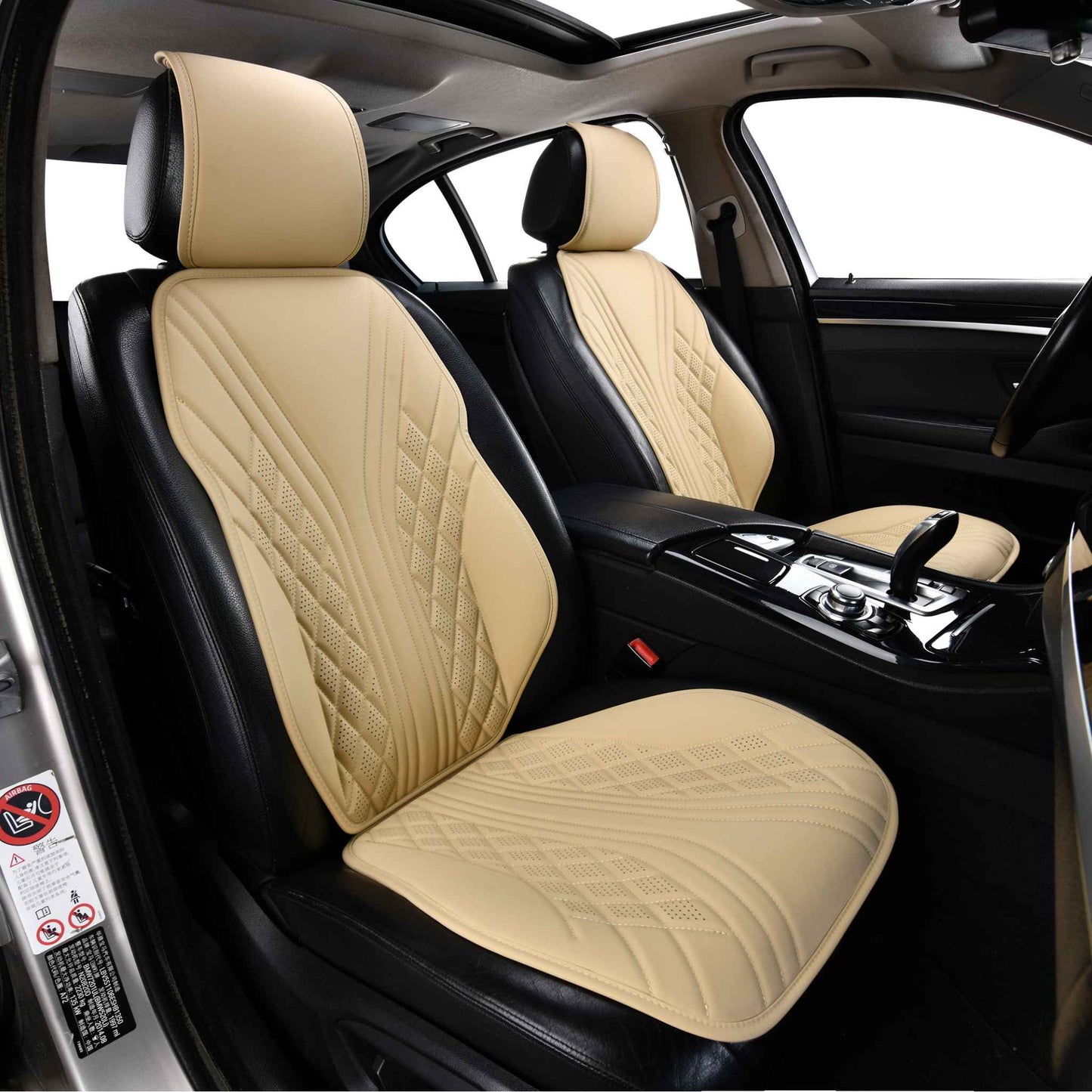 Luxus SeatSkin™ Housses de Siège en Similicuir à Motif Hybride | Beige Crème