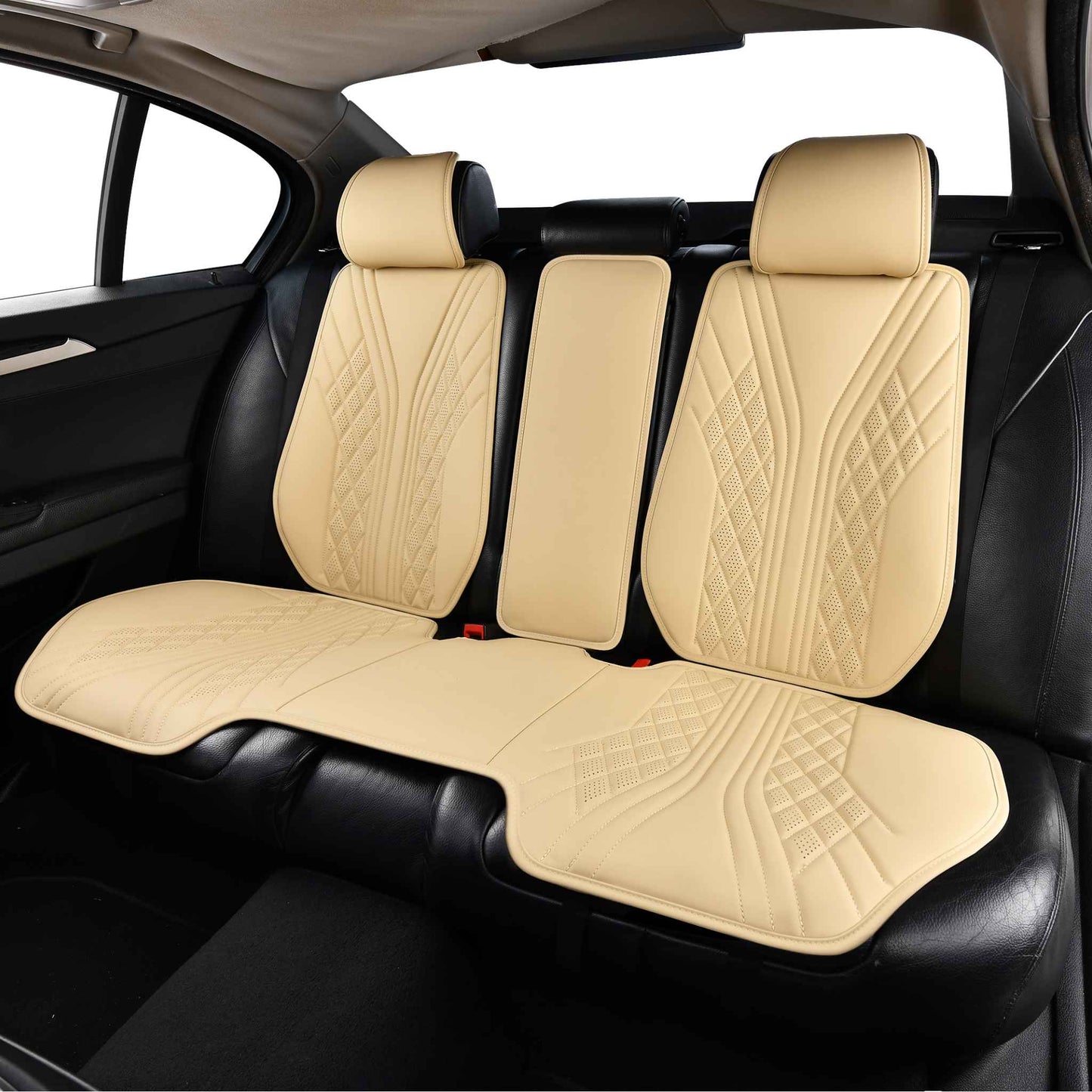 Luxus SeatSkin™ Housses de Siège en Similicuir à Motif Hybride | Beige Crème