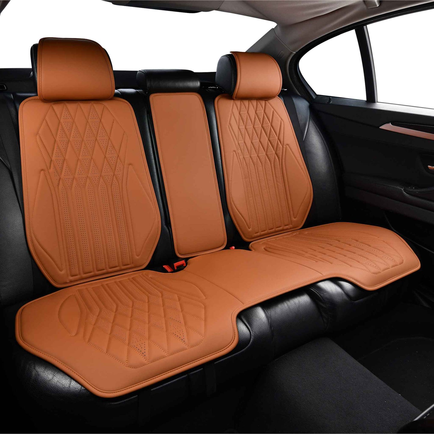 Luxus SeatSkin™ Housses de Siège en Similicuir à Motif Losanges | Marron Caramel