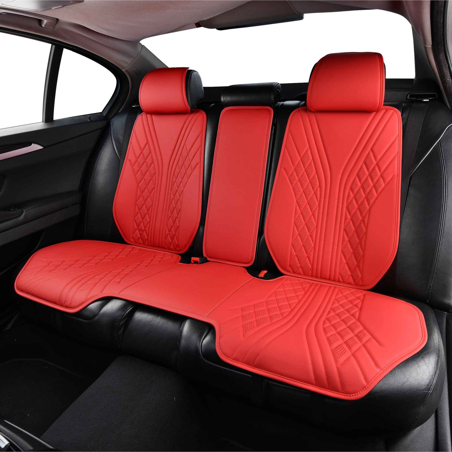Luxus SeatSkin™ Housses de Siège en Similicuir à Motif Hybride | Rouge Ferrari