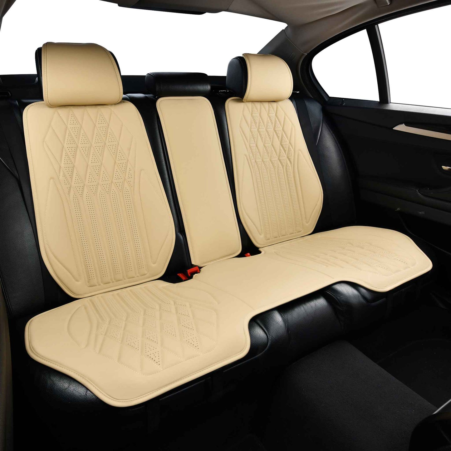 Luxus SeatSkin™ Housses de Siège en Similicuir à Motif Losanges | Beige Crème
