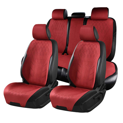 Luxus SeatSkin™ Housses de Siège en Suédine à Motif Losanges | Rouge Cerise