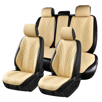 Luxus SeatSkin™ Housses de Siège en Similicuir à Motif Hybride | Beige Crème