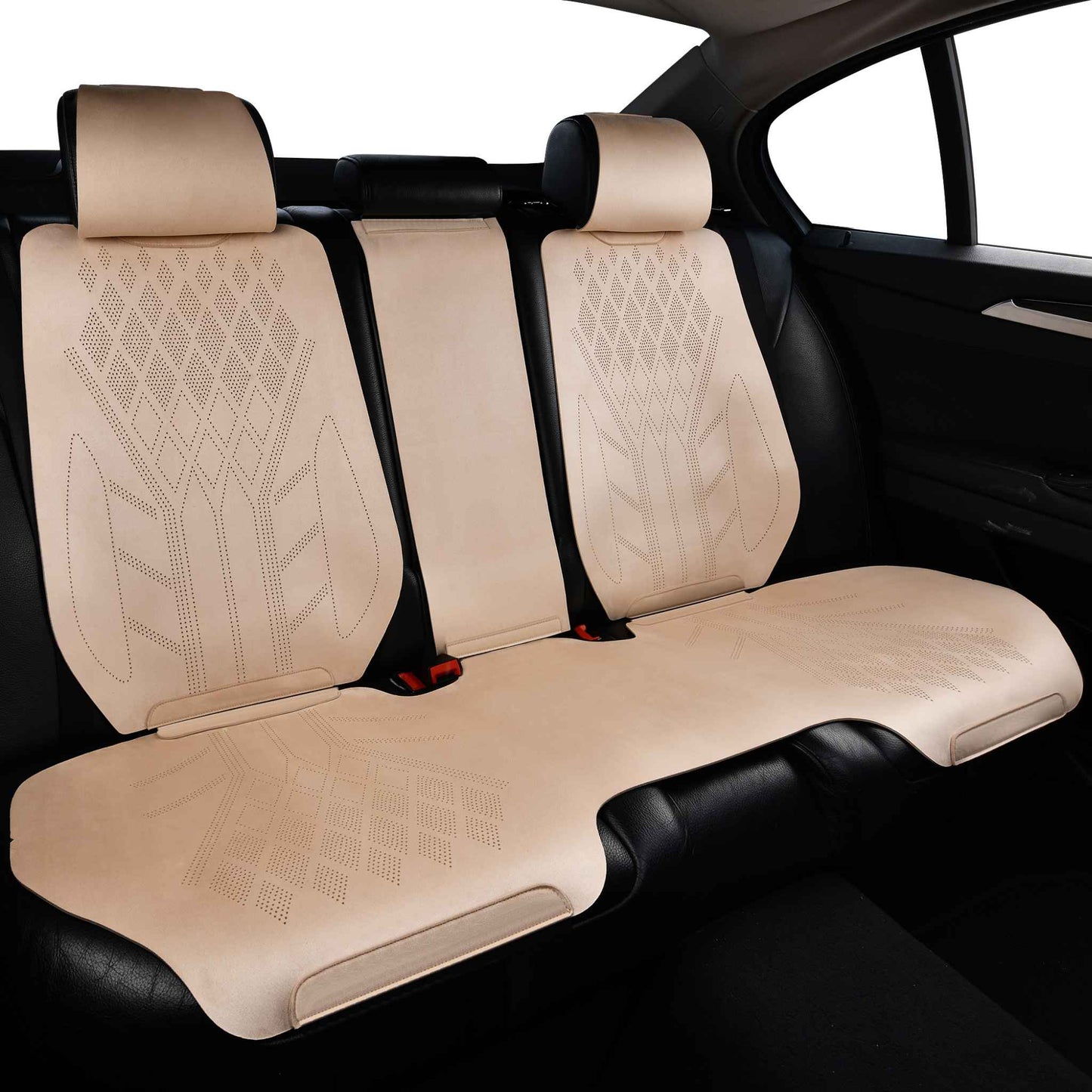 Luxus SeatSkin™ Housses de Siège sur Mesure en Suédine – Motif Losange Beige Crème