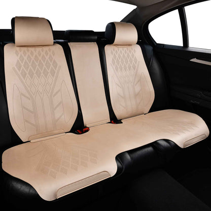 Luxus SeatSkin™ Housses de Siège sur Mesure en Suédine – Motif Losange Beige Crème