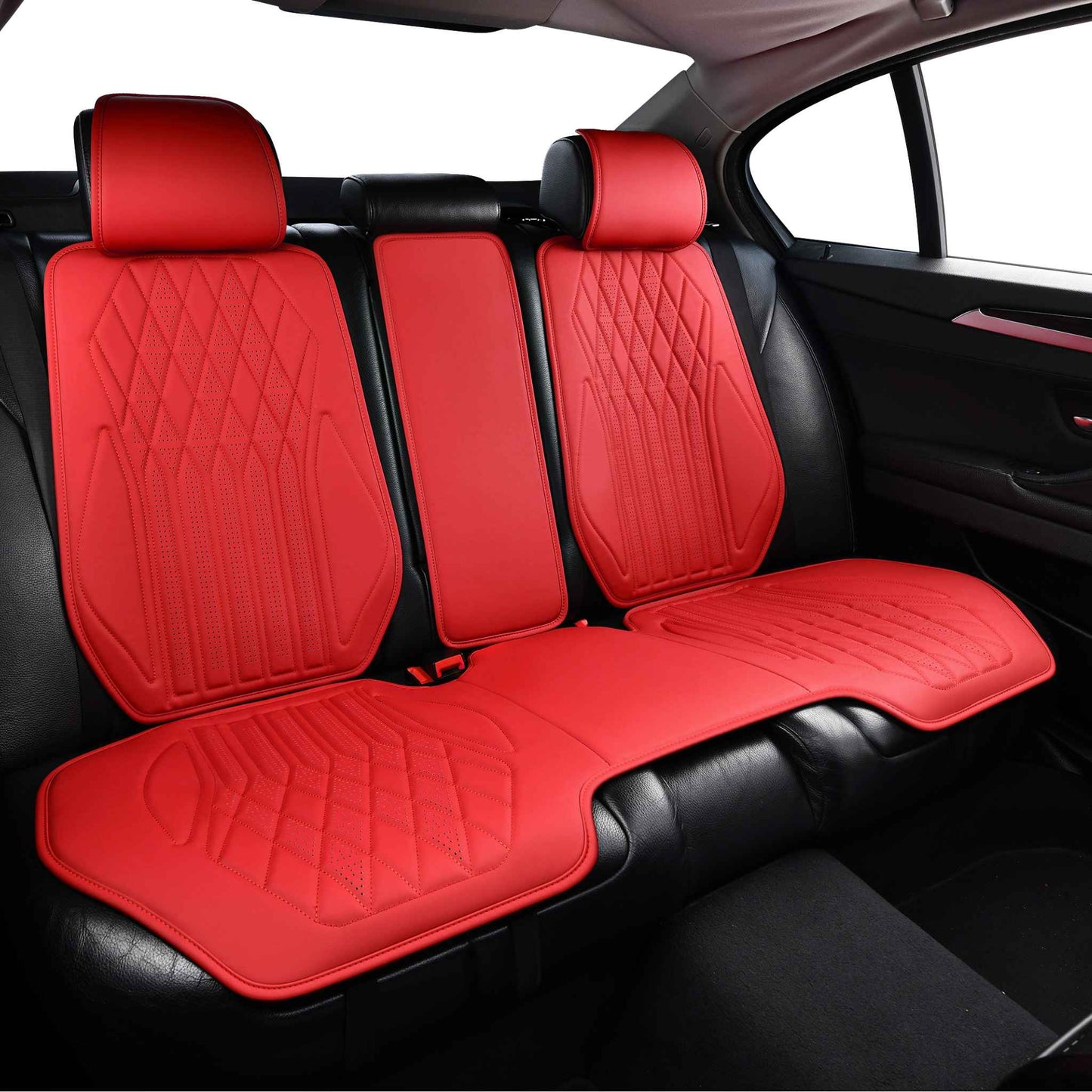 Luxus SeatSkin™ Housses de Siège en Similicuir à Motif Losanges | Rouge Ferrari