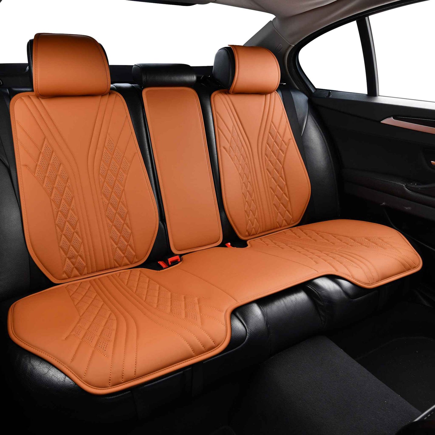 Luxus SeatSkin™ Housses de Siège en Similicuir à Motif Hybride | Marron Caramel
