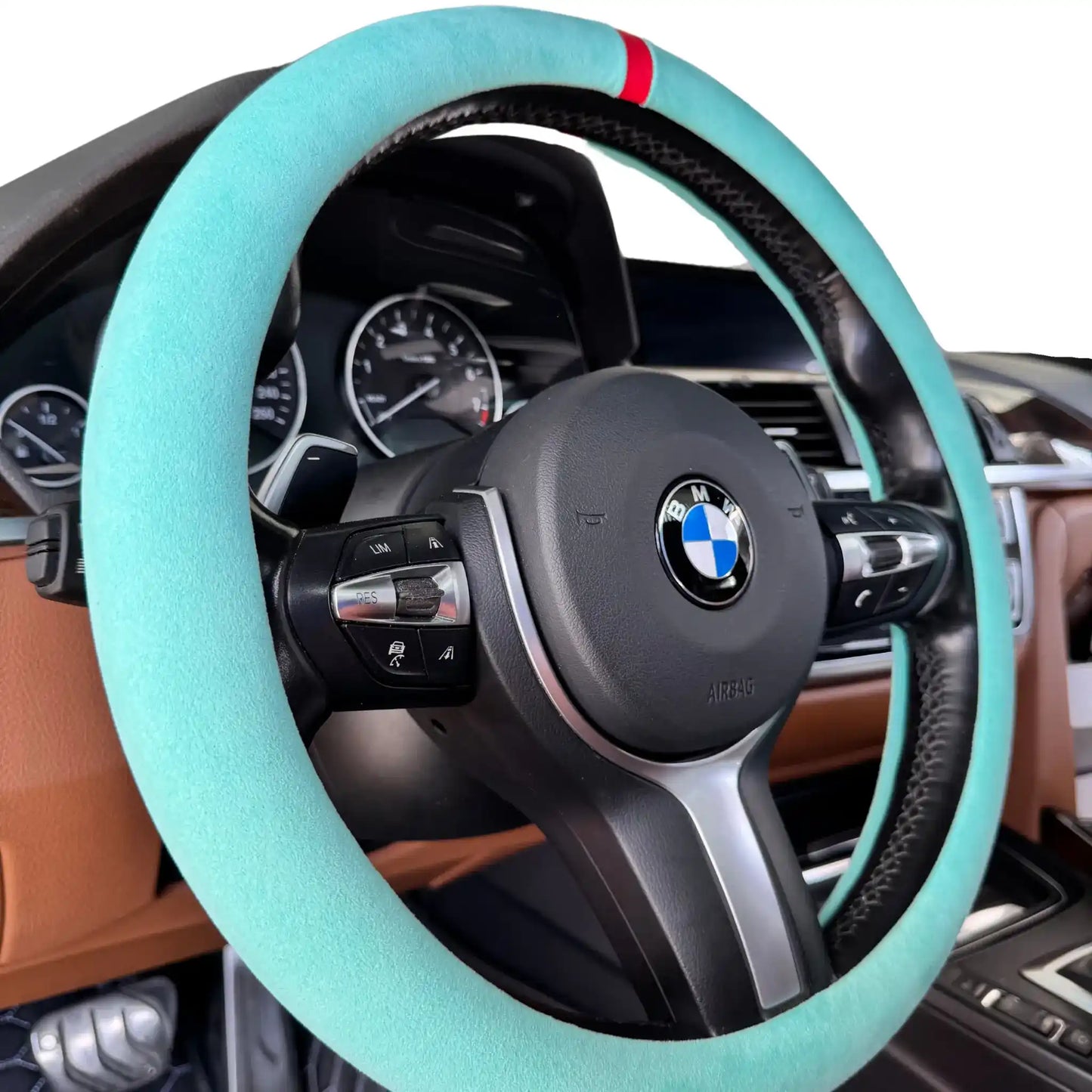 Couvre Volant Complet en Alcantara - Bleu Tiffany