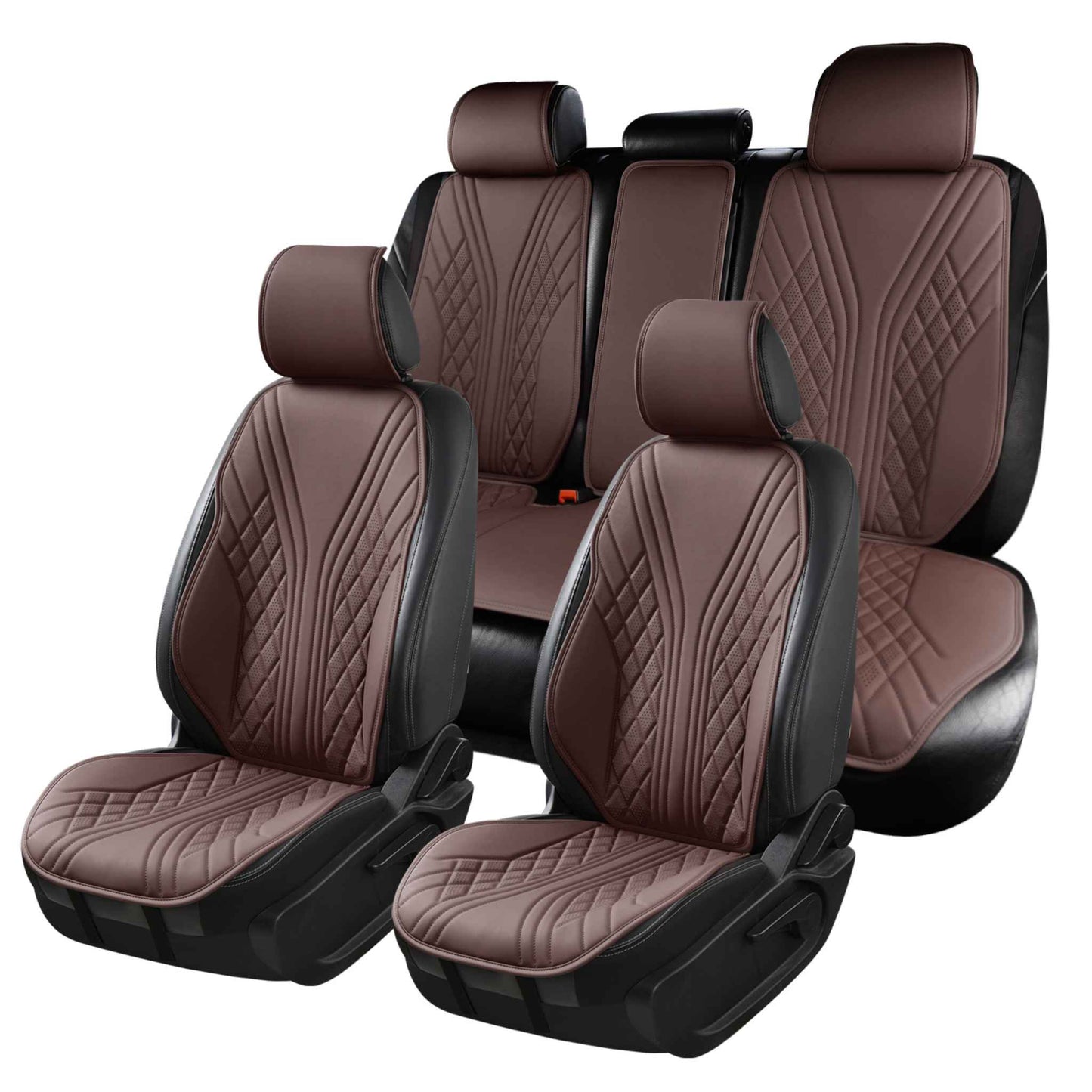 Luxus SeatSkin™ Housses de Siège en Similicuir à Motif Hybride | Marron Chocolat