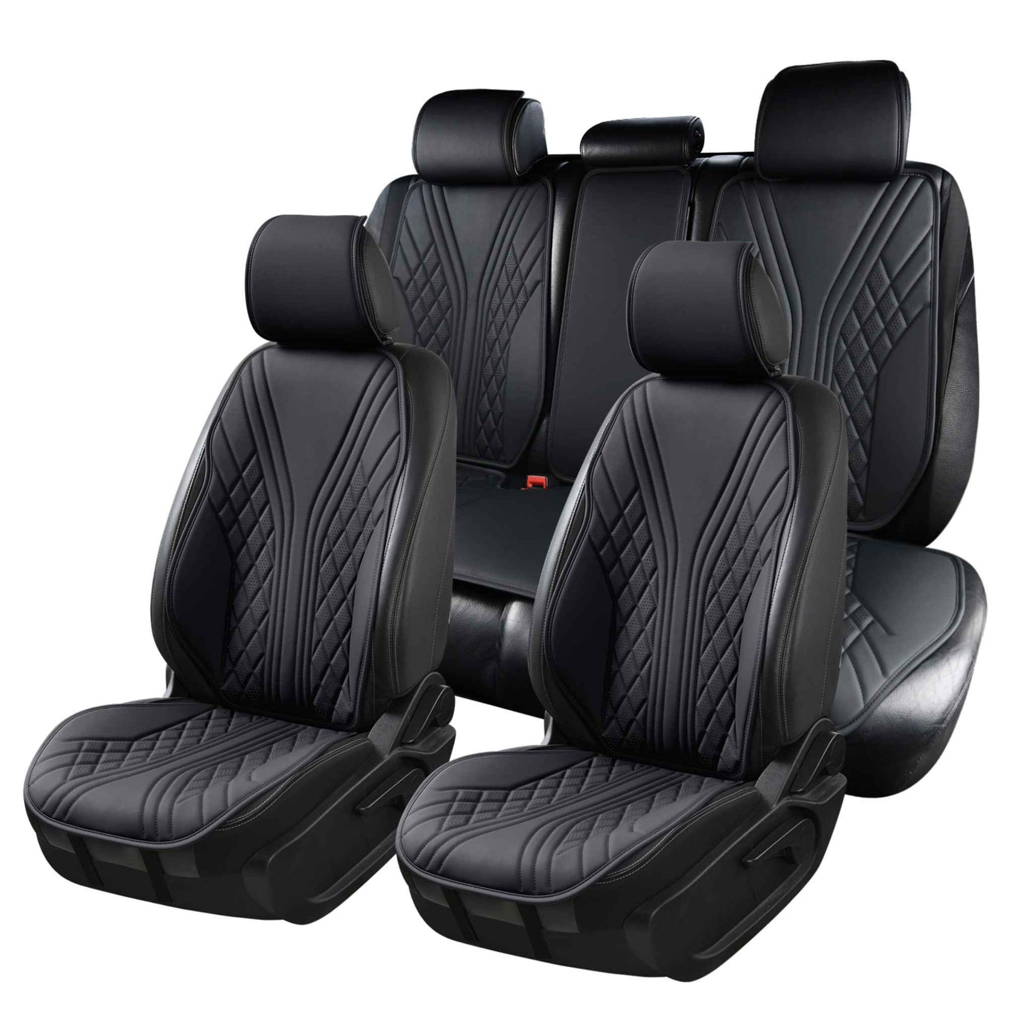 Luxus SeatSkin™ Housses de Siège en Similicuir à Motif Hybride | Noir