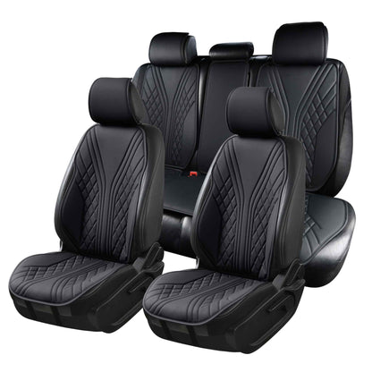 Luxus SeatSkin™ Housses de Siège en Similicuir à Motif Hybride | Noir