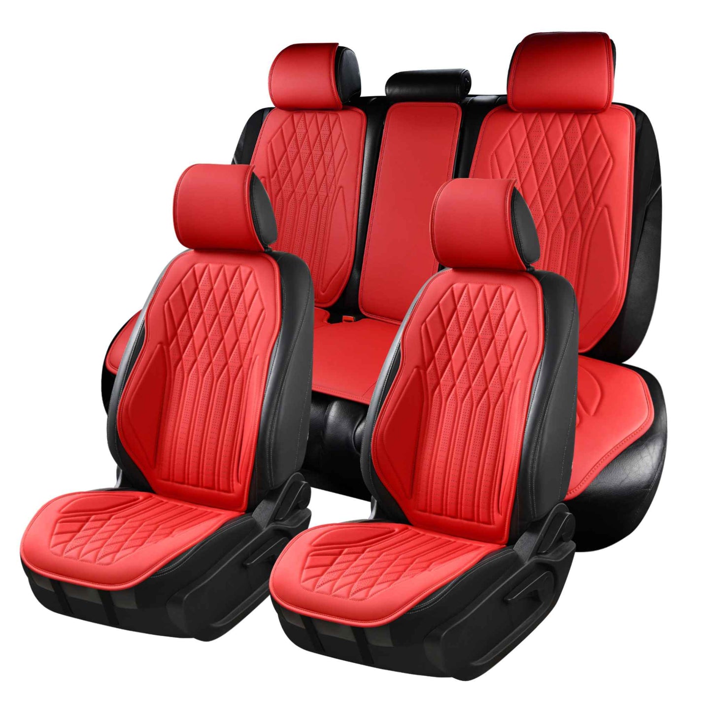 Luxus SeatSkin™ Housses de Siège en Similicuir à Motif Losanges | Rouge Ferrari