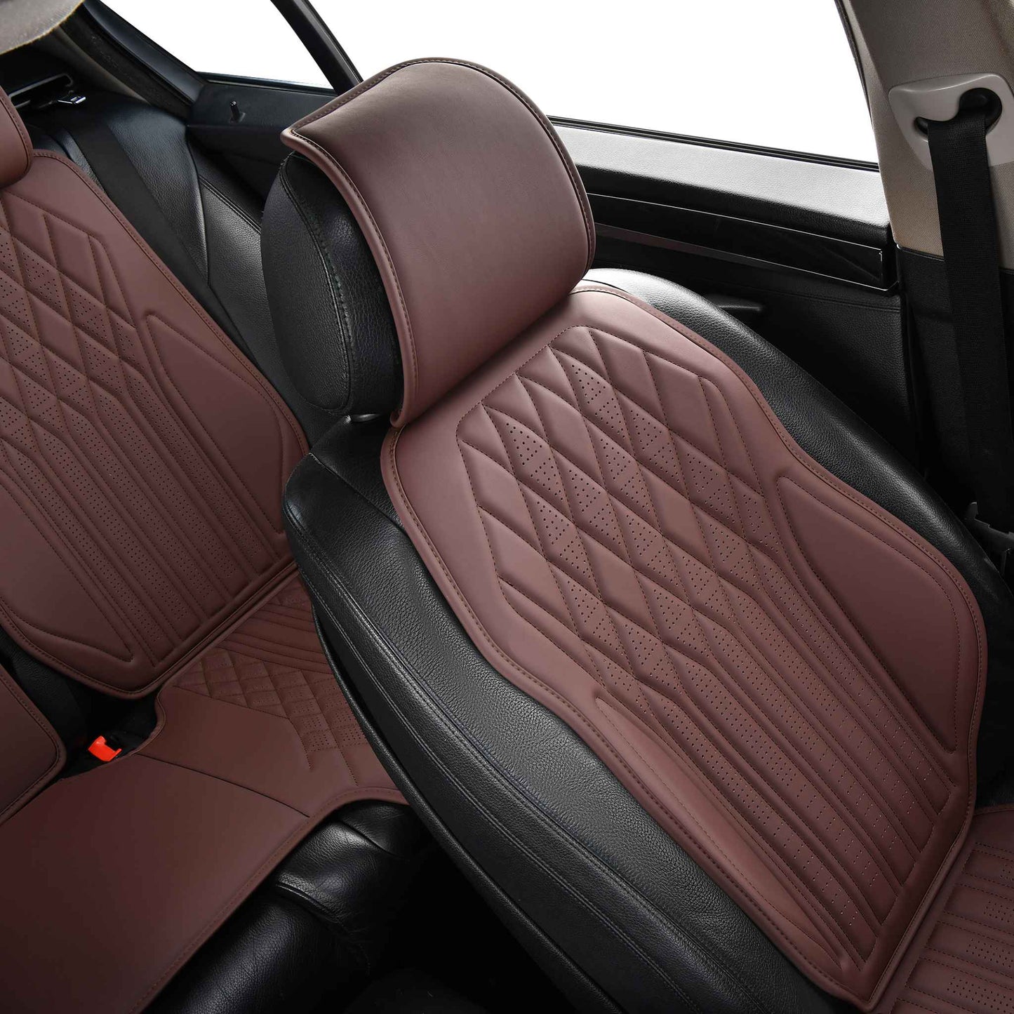 Luxus SeatSkin™ Housses de Siège en Similicuir à Motif Losanges | Rouge Ferrari