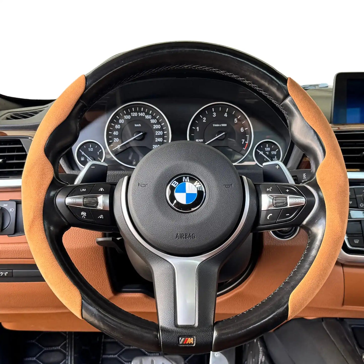 Couvre Volant Minimaliste en Alcantara - Grip Sport - Marron Arancio