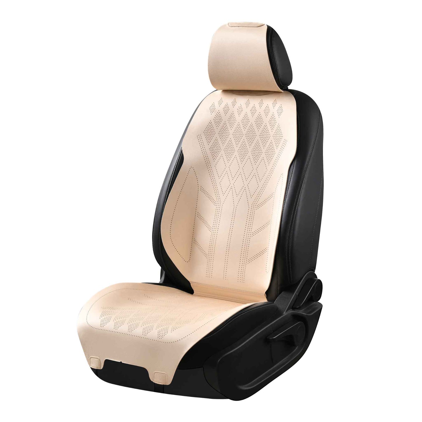 Luxus SeatSkin™ Housses de Siège sur Mesure en Suédine – Motif Losange Beige Crème