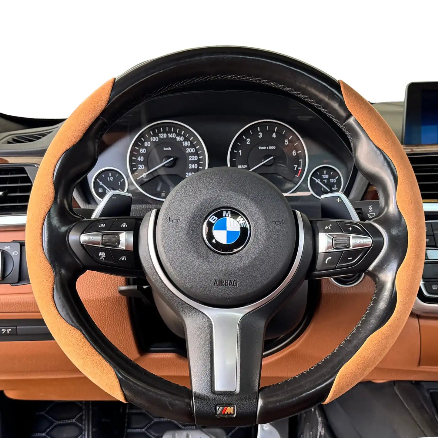 Couvre Volant Minimaliste en Alcantara - Grip Classic - Marron Arancio