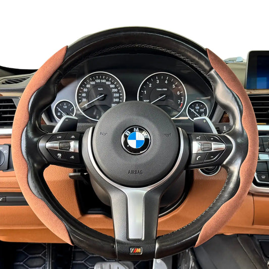 Couvre Volant Minimaliste en Alcantara - Grip Classic - Marron Chocolat