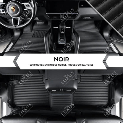 Tapis de Sol Premium Sur Mesure en 3D | Motif Bandes | Noir