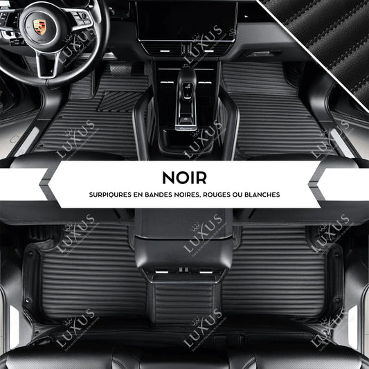 Tapis de Sol Premium Sur Mesure en 3D | Motif Bandes | Noir