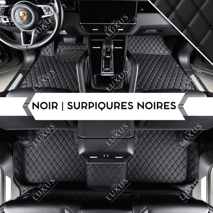 Tapis de Sol Premium Sur Mesure en 3D | Motif Losange | Noir & Surpiqûres Noires