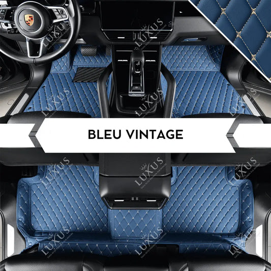 Tapis de Sol Premium Sur Mesure en 3D | Motif Losange | Bleu Vintage