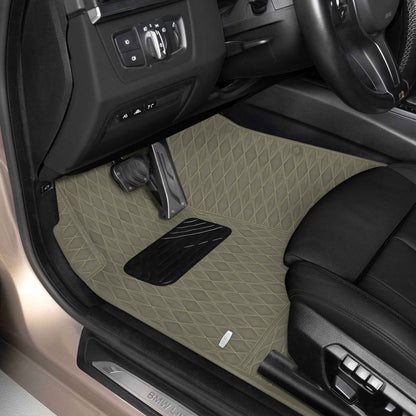 Tapis de Sol Premium Sur Mesure en 3D | Motif Double Losange | Brun Kaki