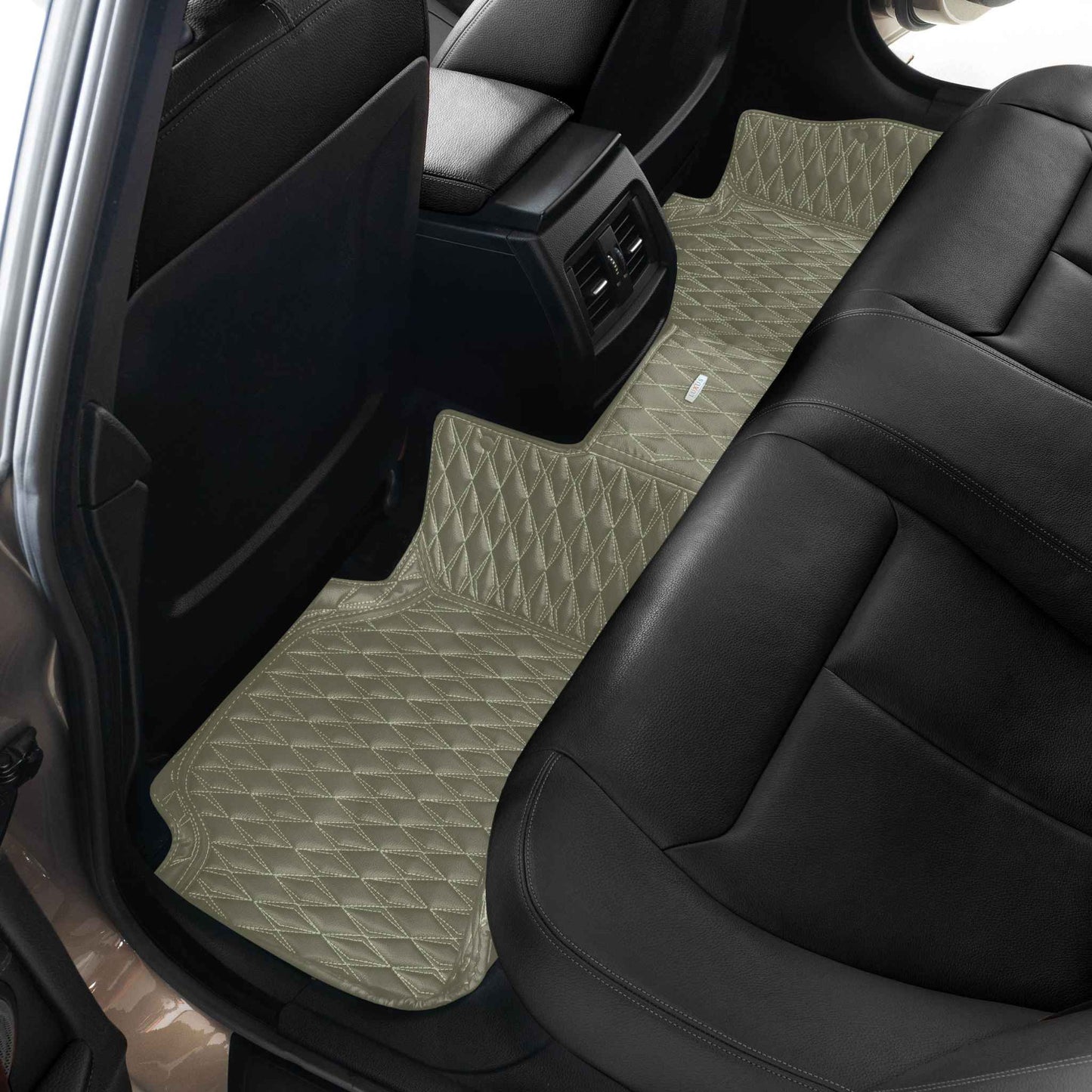 Tapis de Sol Premium Sur Mesure en 3D | Motif Double Losange | Brun Kaki