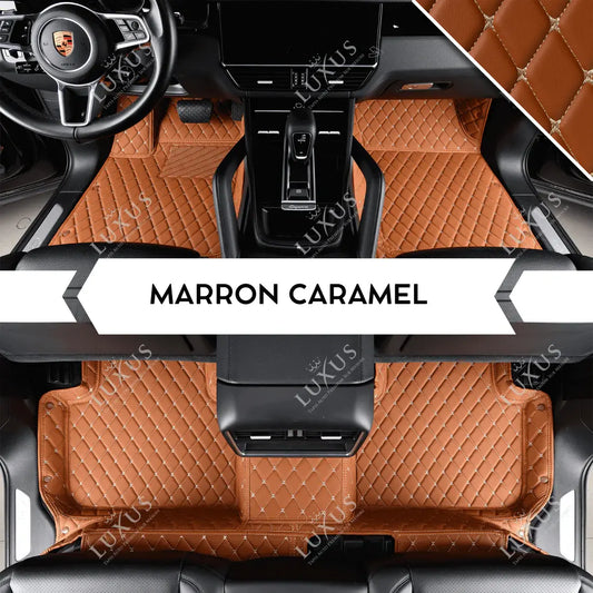 Tapis de Sol Premium Sur Mesure en 3D | Motif Losange | Marron Caramel