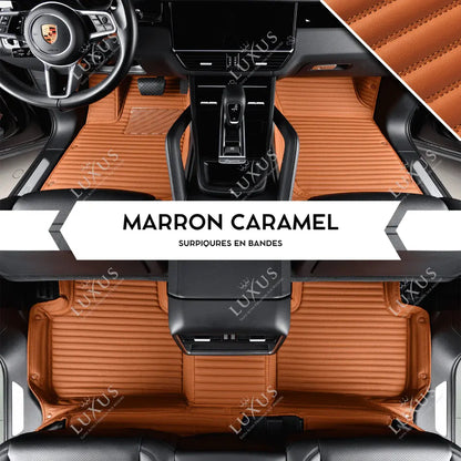 Tapis de Sol Premium Sur Mesure en 3D | Motif Bandes | Marron Caramel