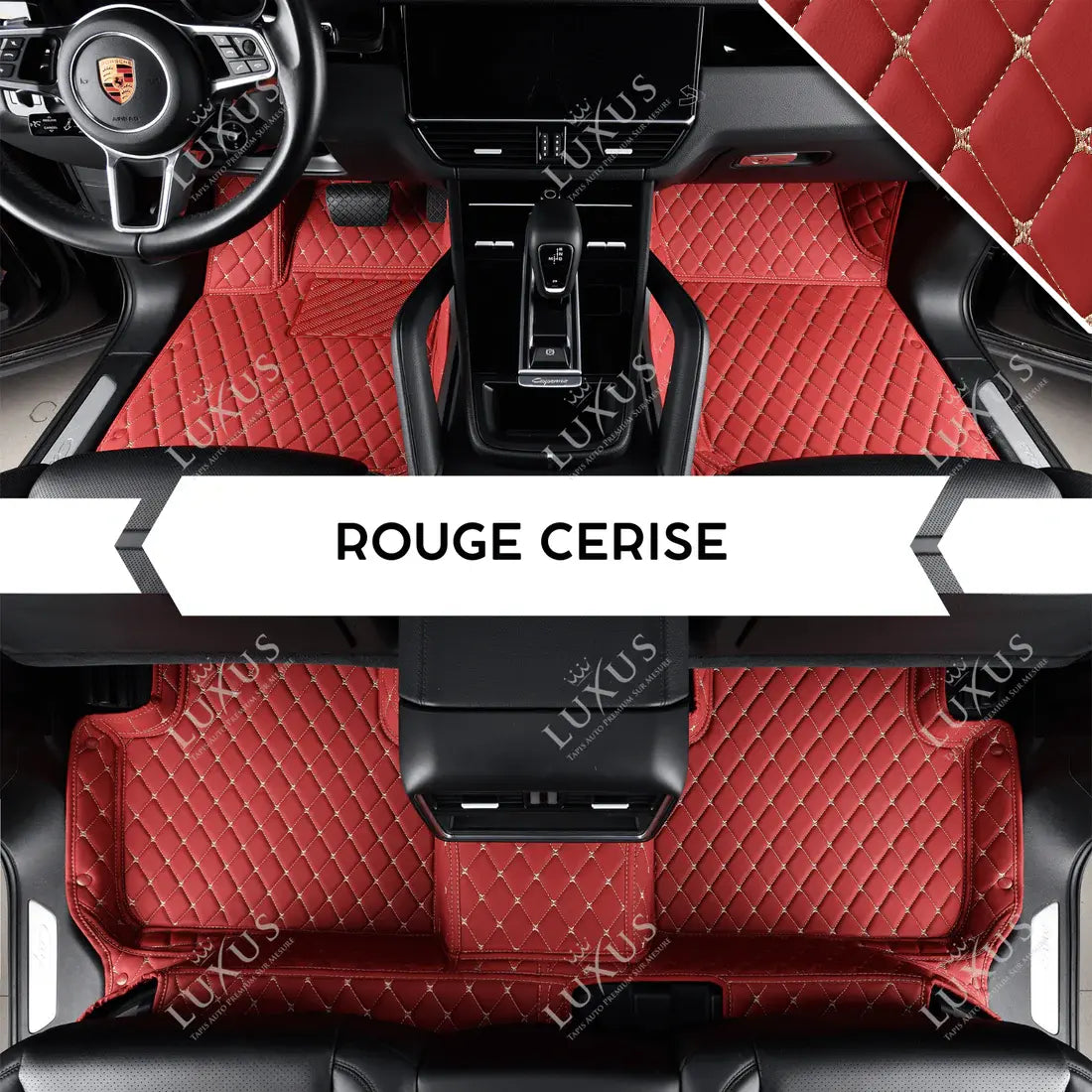Tapis de Sol Premium Sur Mesure en 3D | Motif Losanges | Rouge Cerise