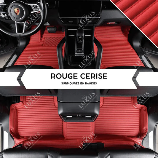 Tapis de Sol Premium Sur Mesure en 3D | Motif Bandes | Rouge Cerise