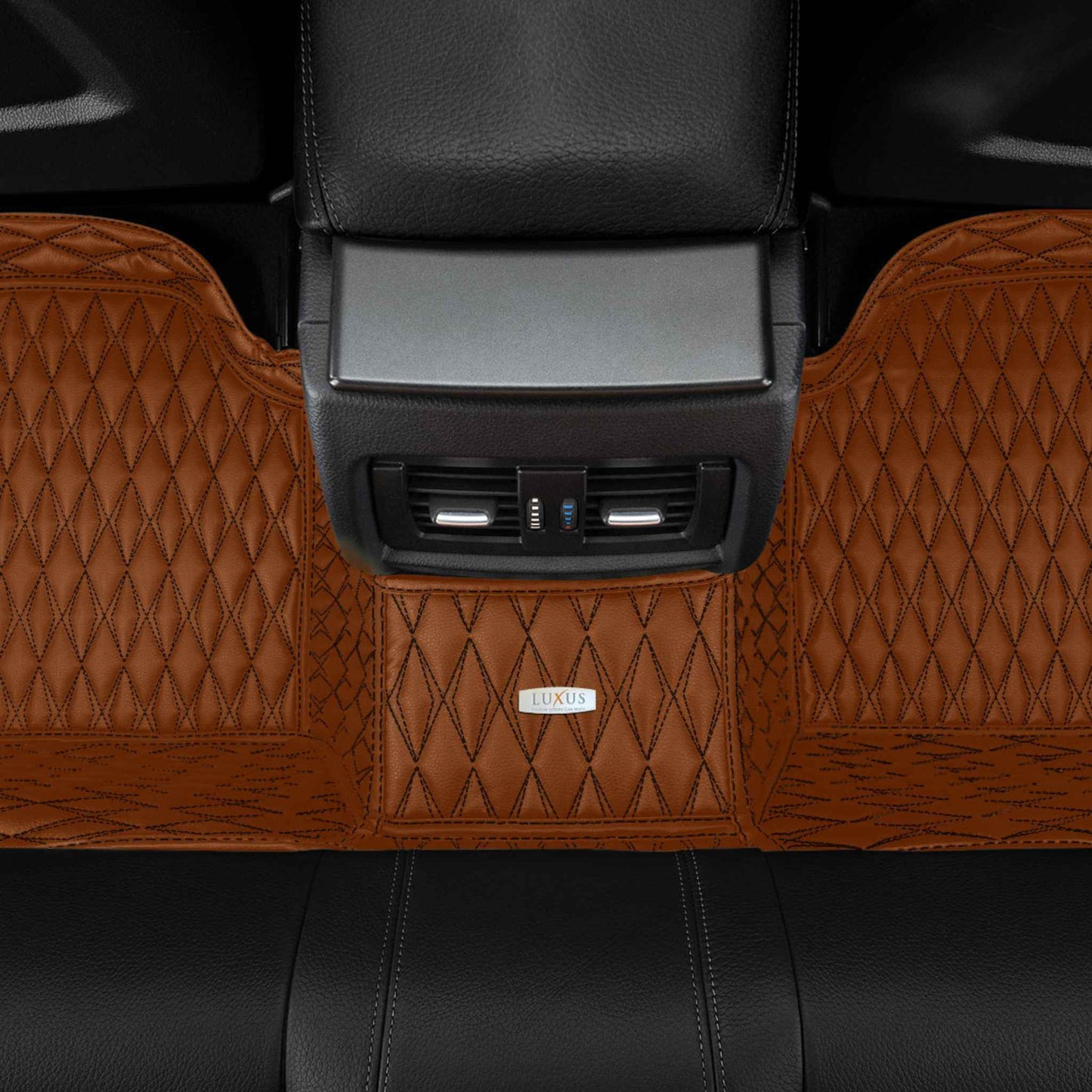 Tapis de Sol Premium Sur Mesure en 3D | Motif Double Losange | Marron Chocolat