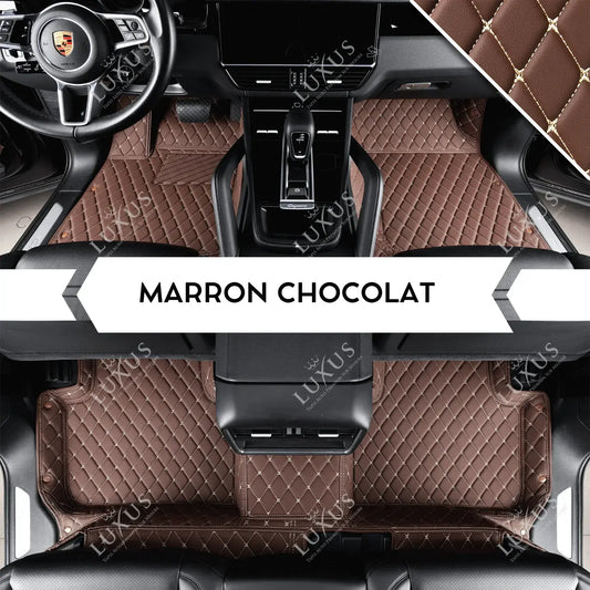Tapis de Sol 3D sur Mesure Premium Luxus – Motif Losange Marron Chocolat