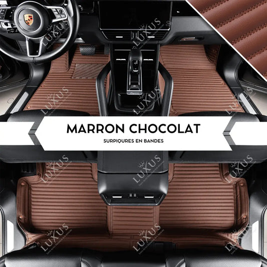 Tapis de Sol Premium Sur Mesure en 3D | Motif Bandes | Marron Chocolat