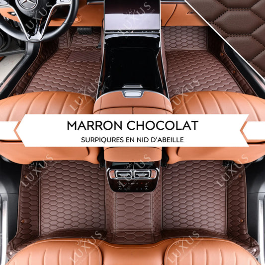 Tapis de Sol Premium Sur Mesure en 3D | Motif Nid d'Abeille | Marron Chocolat