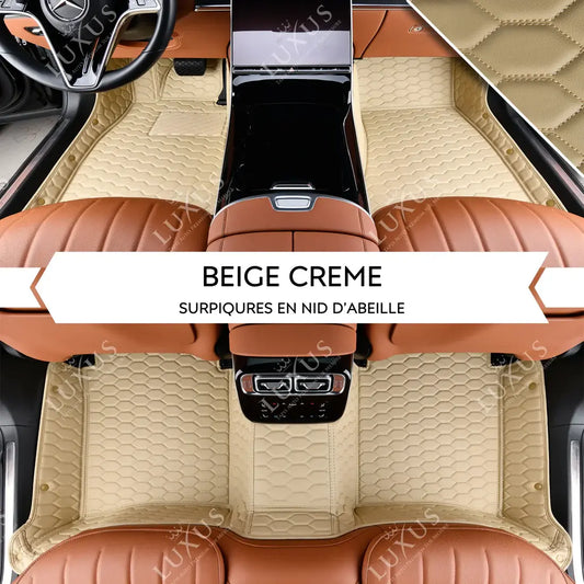 Tapis de Sol Premium Sur Mesure en 3D | Motif Nid d'Abeille | Beige Creme