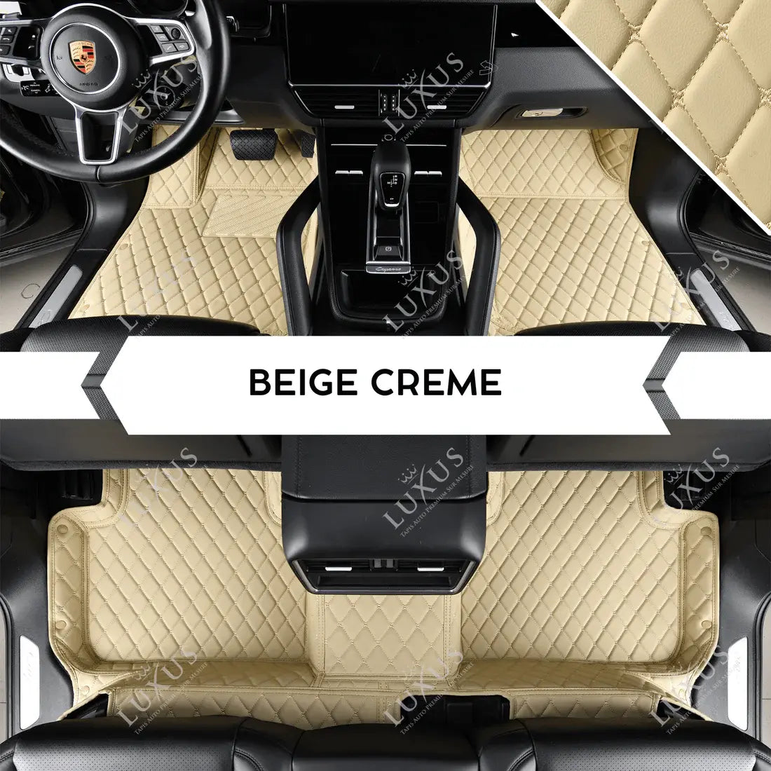 Tapis de Sol Premium Sur Mesure en 3D | Motif Losanges | Beige Crème