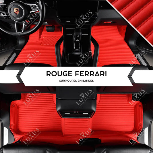 Tapis de Sol Premium Sur Mesure en 3D | Motif Bandes | Rouge Ferrari