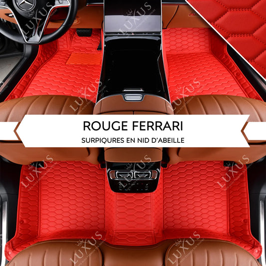 Tapis de Sol Premium Sur Mesure en 3D | Motif Nid d'Abeille | Rouge Ferrari