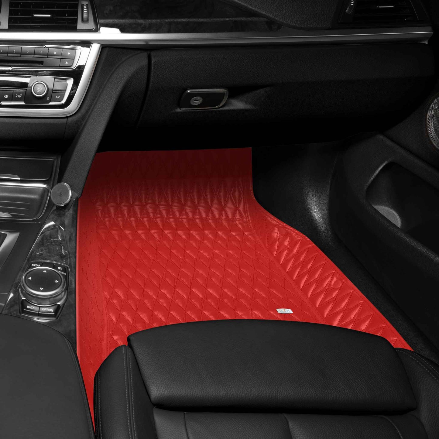 Tapis de Sol Premium Sur Mesure en 3D | Motif Double Losange | Rouge Ferrari